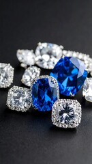 Sparkling gemstones on black backdrop