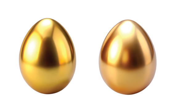 Golden Egg (Fantasy Style): Shiny golden egg with smooth metallic surface, fantasy feel PNG
