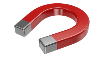 Powerful horseshoe magnet attracting success, a symbol of strength and attraction for science, education, and impactful visual communication solutions now