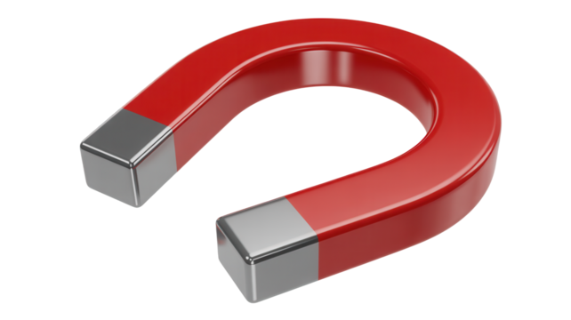 Powerful horseshoe magnet attracting success, a symbol of strength and attraction for science, education, and impactful visual communication solutions now