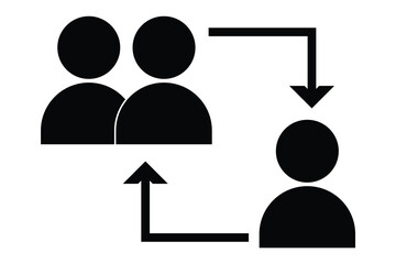 people and person transfer icon with arrow symbol, vector illustration.