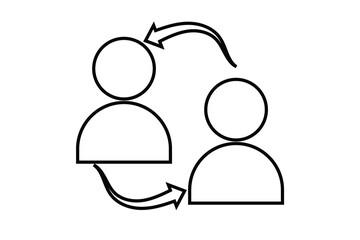 people and person transfer icon with arrow symbol, vector illustration.