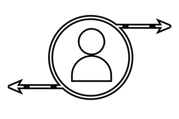 people and person transfer icon with arrow symbol, vector illustration.