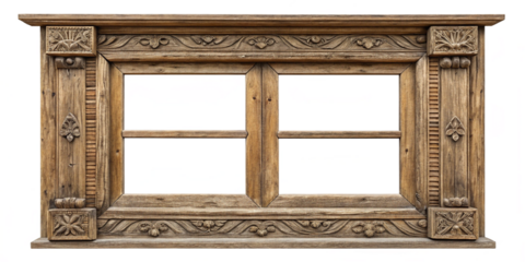 Old Rustic Wooden Window Frame Isolated on Transparent Background PNG
Vintage Weathered Wooden Window Frame – Transparent PNG for Design Use