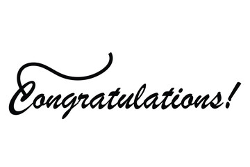 hand drawn congratulation text lettering typography icon on white background.