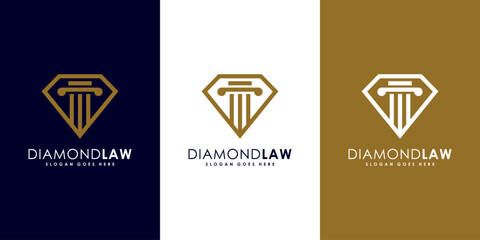 diamond law logo design vector mono line