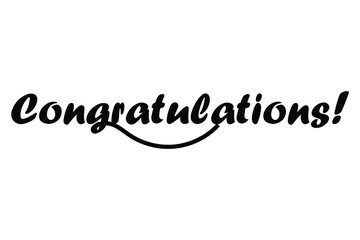 hand drawn congratulation text lettering typography icon on white background.