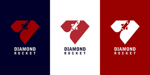 Obraz premium diamond rocket logo design vector