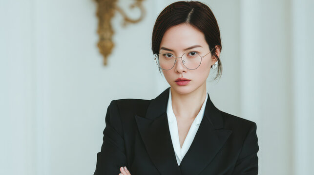 confident individual wearing aienhanced glasses embodies sense of assurance and sophistication