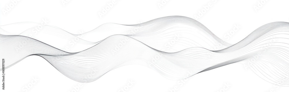 Poster abstract wave pattern of thin gray lines on white