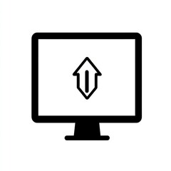 Monitor displays upward arrow icon