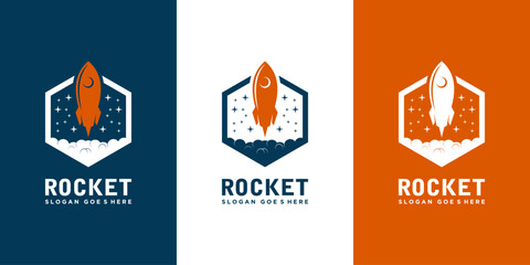 rocket launch logo vector template