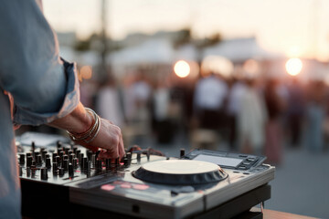 Fototapeta premium ai dj curates music tailored to individuals pulse creating dynamic exchange between humanity and technology