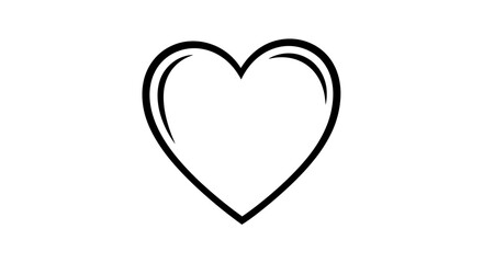 Heart icon line drawing. Minimalist black outline of a love symbol isolated on a white background.