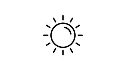 Obraz premium Sun icon line art. Minimalist vector symbol for weather, brightness, and summer concepts. Isolated graphic element.