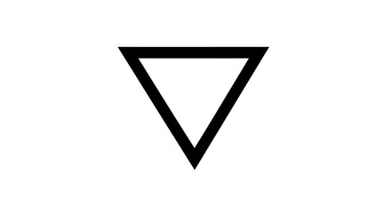Fototapeta premium Simple black inverted triangle icon pointing down. Minimalist geometric shape symbol isolated on a white background for design elements.