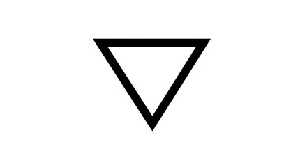 Minimalist black inverted triangle icon, a simple geometric shape. A modern, clean graphic symbol isolated on a white background for design.
