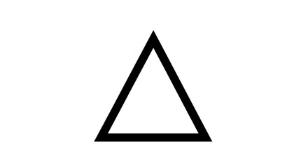 Minimalist triangle icon outlined in black. A simple geometric shape representing balance, direction, and stability. Abstract linear graphic element on a white background.