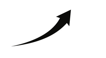 Black curved arrow icon pointing up on a white background, symbolizing growth, progress, and success.