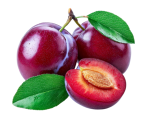 fresh plums isolated on transparent background