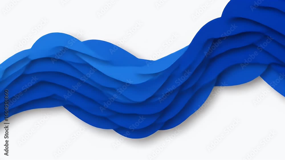 Poster abstract blue wave animation on white background for background element