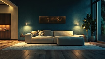 Modern Living Room Interior Design with Cozy Sectional Sofa and