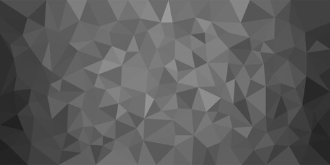  Dark grayscale low poly background with overlapping triangular shapes creating a subtle, faceted geometric pattern.