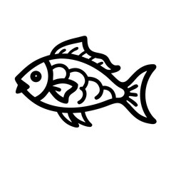Black and white fish illustration outline