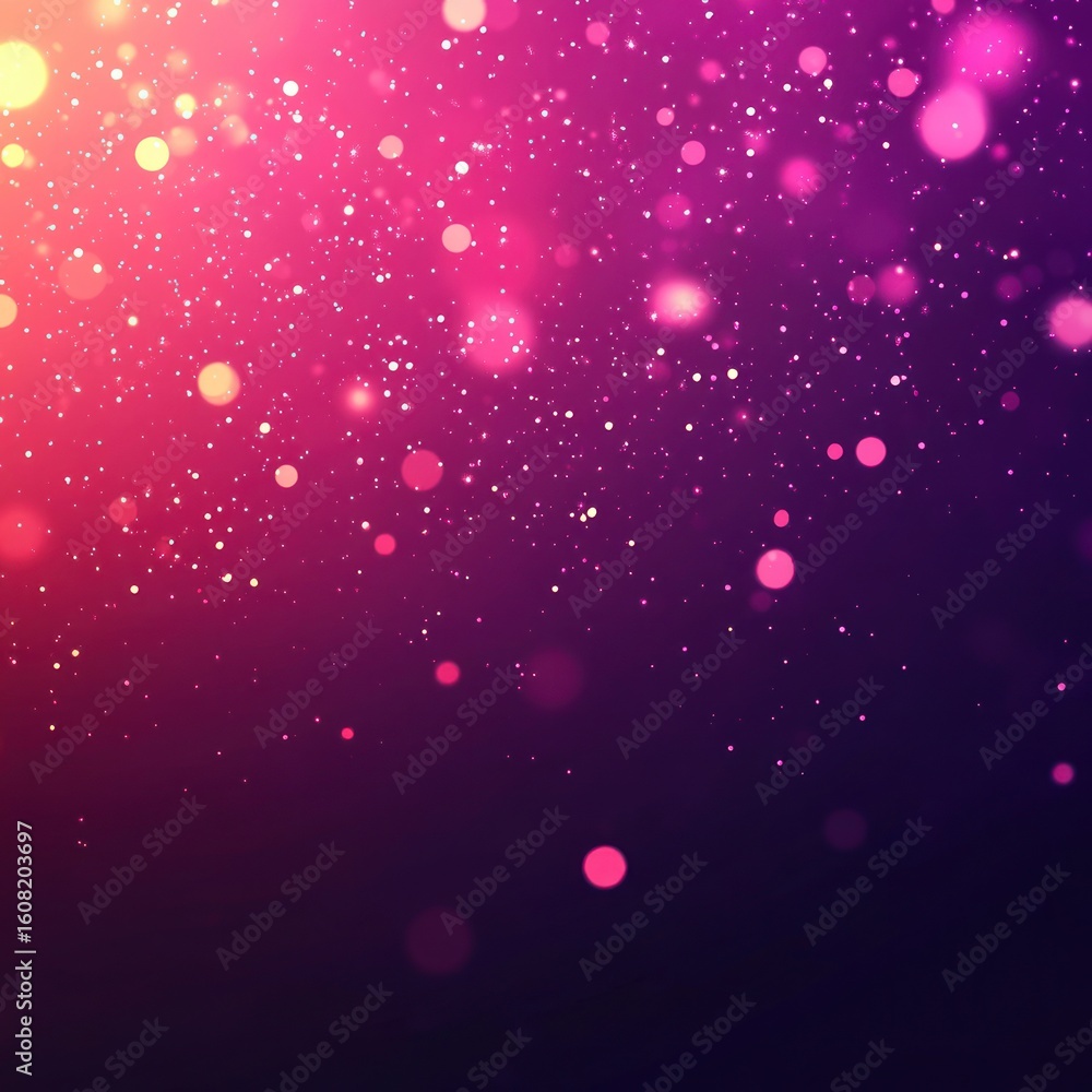Poster abstract background with bokeh lights and a gradient of pink purple and yellow creating a dreamy eff