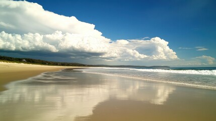Fototapeta premium Serene Beachscape Under a Cloudy Sky