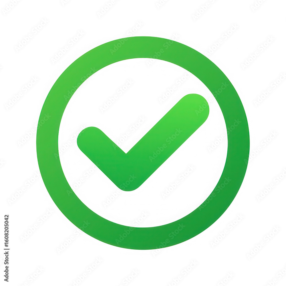 Poster green check mark inside circle isolated on transparent background