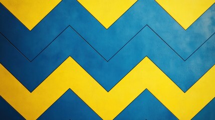 A vibrant zig zag pattern featuring alternating bands of blue and yellow colors in a repetitive design