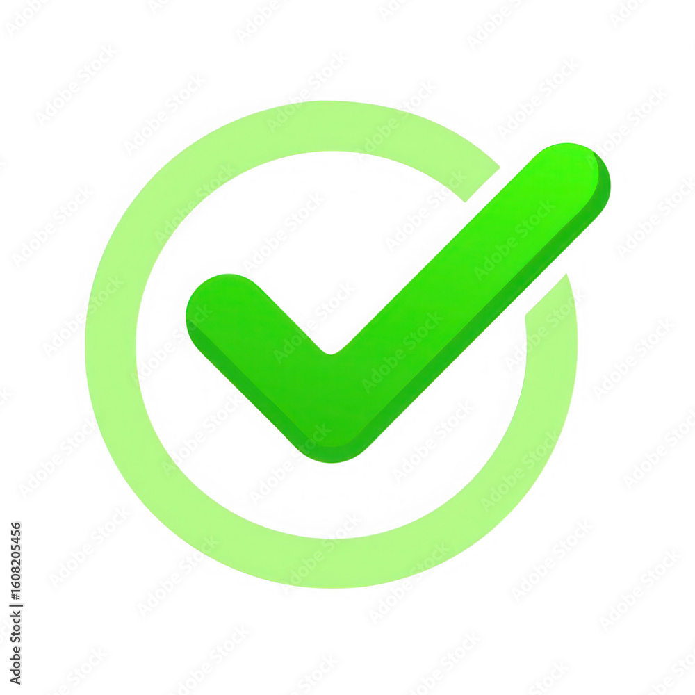 Poster green check mark inside a circle isolated on transparent background