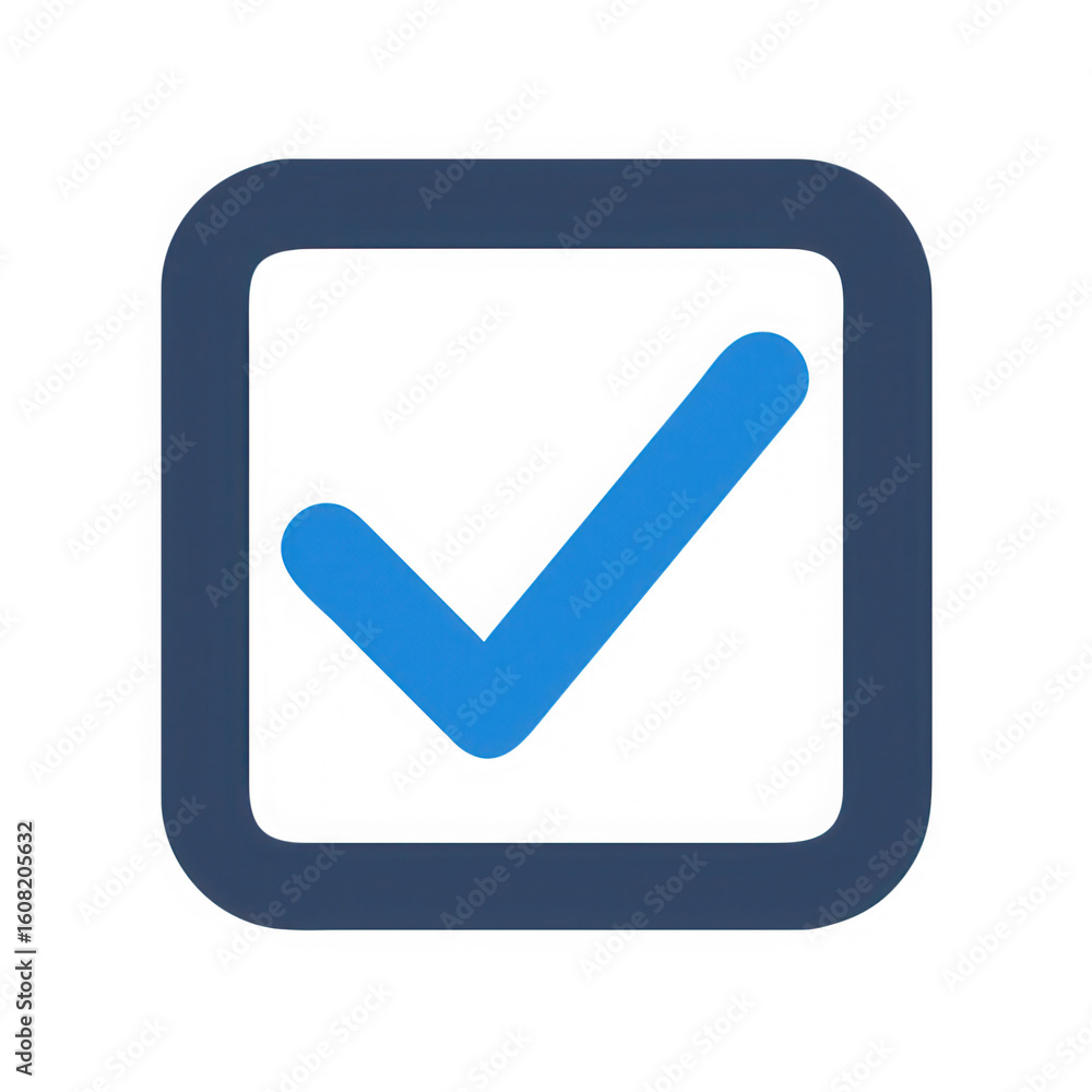 Poster blue check mark inside square isolated on transparent background