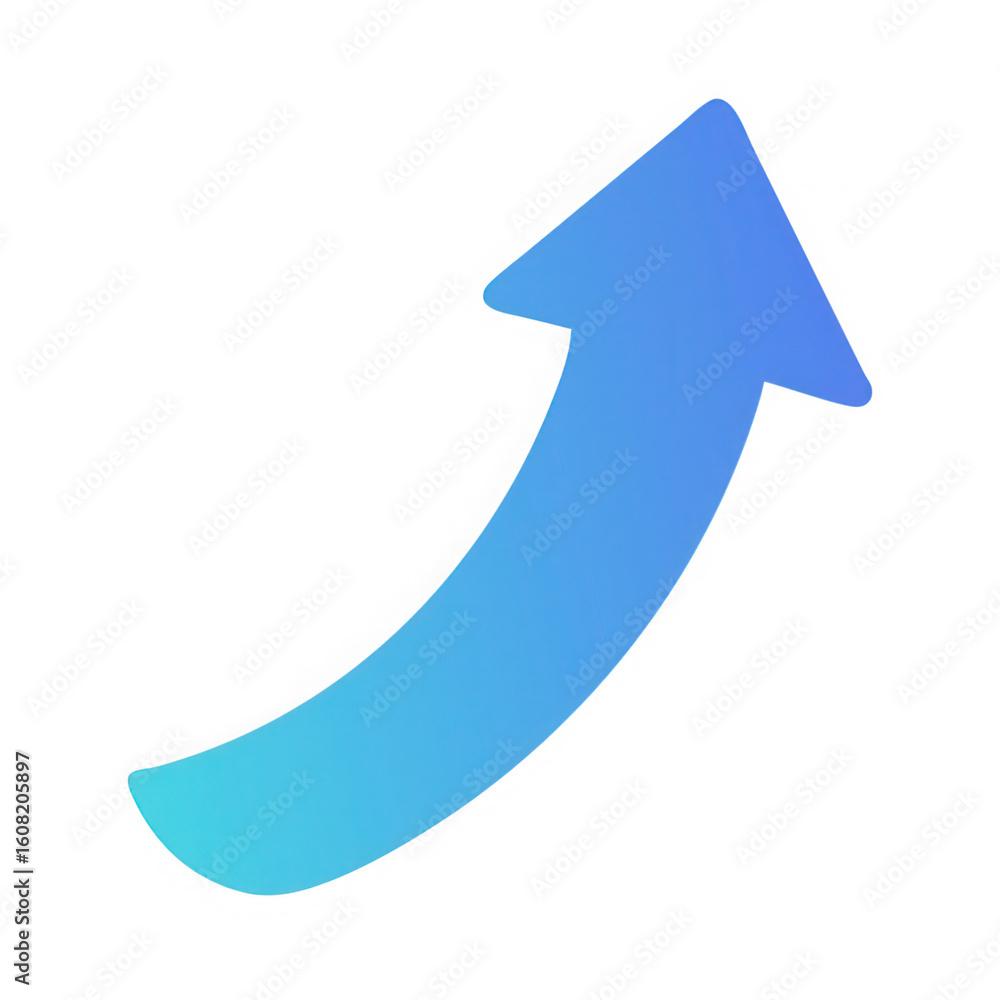Poster blue gradient arrow pointing up isolated on transparent background