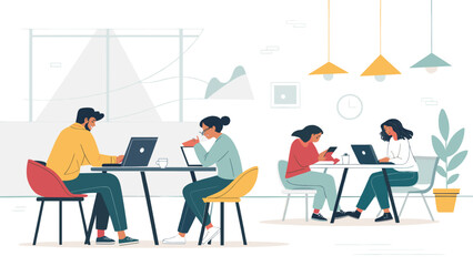 Diverse team working together in a modern co-working space. Perfect for website banners, marketing materials, or presentations.