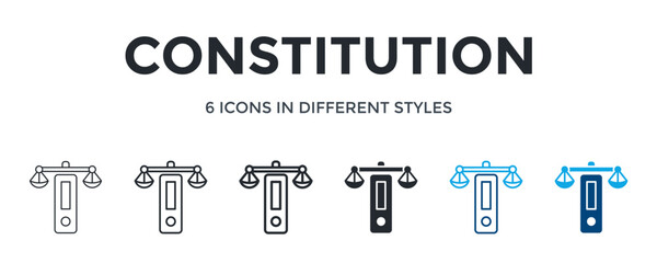 Constitution Icon In Different Style Vector Illustration. Designed In Thin Line, Regular Line, Bold Line, Glyph, Color Line, And Color Glyph Style Can Be Used For Web