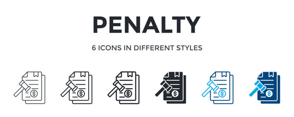 Penalty Icon In Different Style Vector Illustration. Designed In Thin Line, Regular Line, Bold Line, Glyph, Color Line, And Color Glyph Style Can Be Used For Web