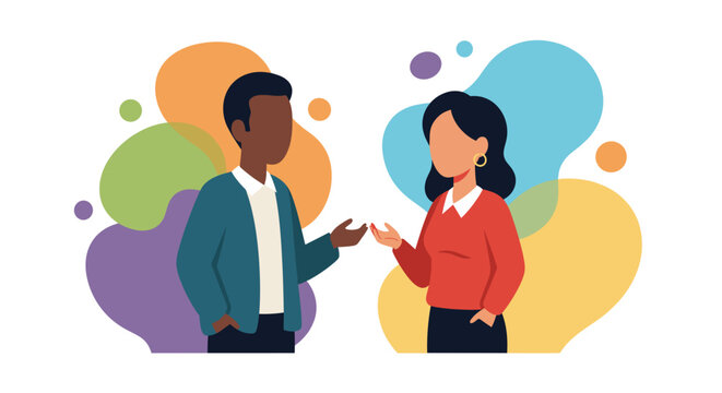 Diverse colleagues having a conversation, perfect for websites and presentations on teamwork and communication.