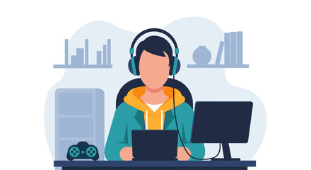 Gamer playing video games at home, perfect for blogs or articles about esports and gaming.