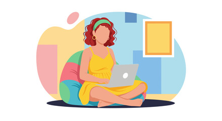 Woman working from home on laptop, perfect for website banners or blog posts about remote work.