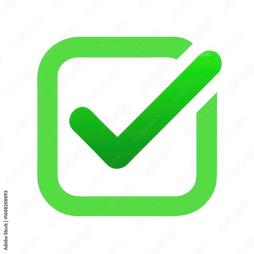 Poster green check mark inside a square isolated on transparent background