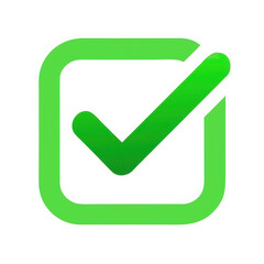 Green check mark inside a square isolated on transparent background