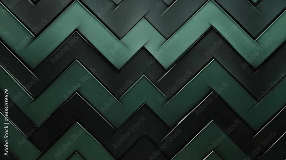 Poster a dark green and black chevron pattern with a subtle metallic sheen creating a geometric design elem