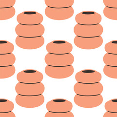 Vector seamless pattern of ceramic vase with abstract design. Cartoon illustration isolated on a white background.
