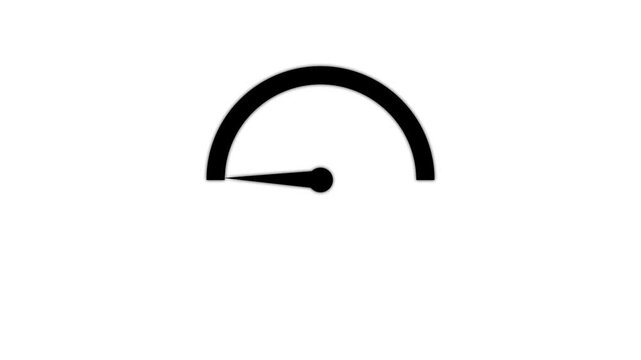 Speed miter icon animated on a black background.Speed miter icon animated on a black background. Energy or Fuel Level Meter Dial Gage Icon Shown Minimum and Maximum Value on a White.4k