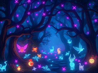 Forest of ethereal lights.