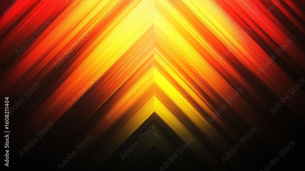 Aufkleber abstract design featuring converging diagonal lines in shades of red orange and yellow on a dark bac