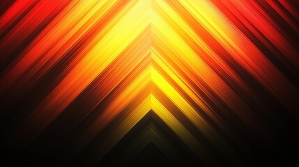 Abstract design featuring converging diagonal lines in shades of red orange and yellow on a dark background