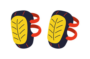 Protective knee pads for athletes or workwear for builders vector illustration. Professional design modern protect worker safety knee pad footwear for builder, mechanic, plumber, carpentry